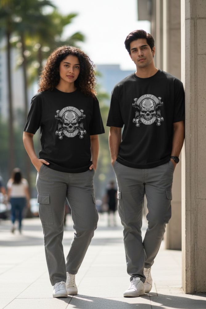 Zingleberry Premium Unisex Oversized Skull Gamer Tee