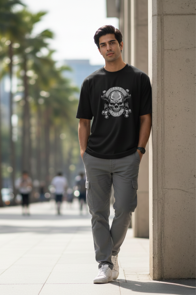 Zingleberry Premium Unisex Oversized Skull Gamer Tee