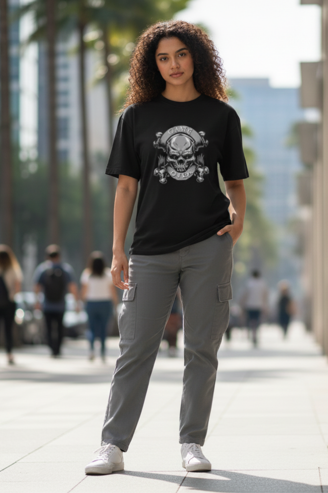 Zingleberry Premium Unisex Oversized Skull Gamer Tee
