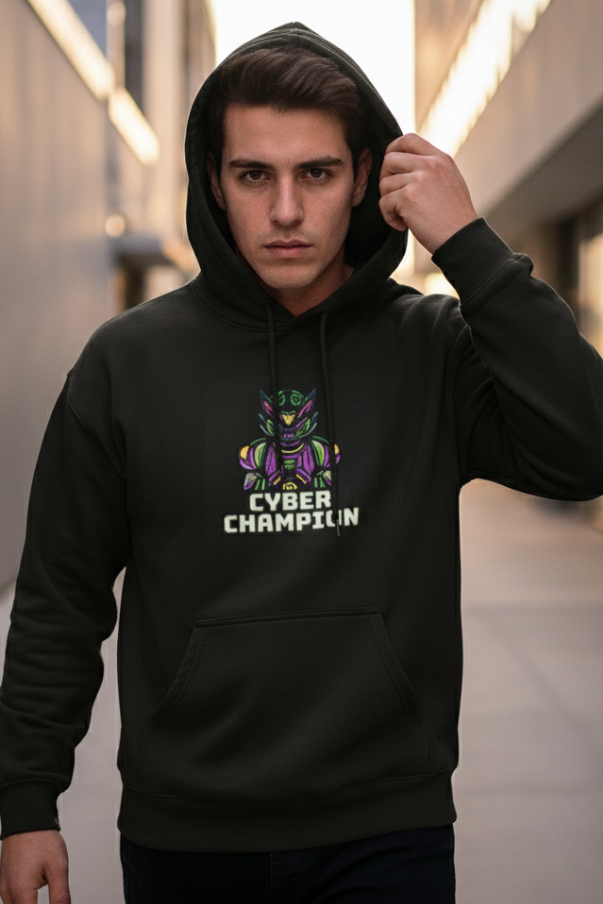 Zingleberry Premium Cyber Champion Unisex Hoodie | 400 GSM Cotton | Oversized Fit | Winter Wear