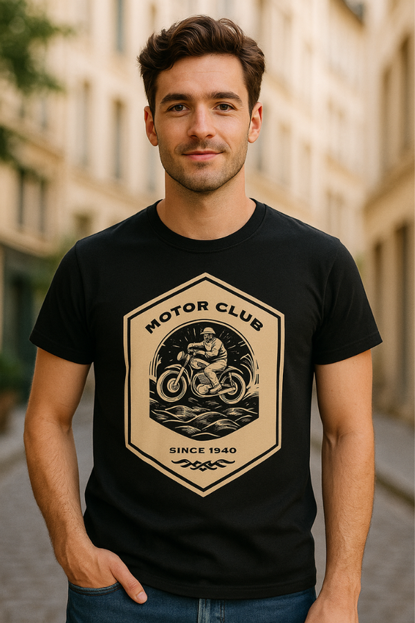 Motor Club 1948 Black Biker Premium Cotton T-Shirt For Men