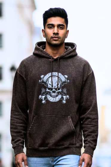 Zingleberry “Skull Power” Acid Wash Hoodie – Oversized Fit for Men & Women