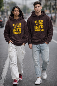 Zingleberry Turn the Pain Into Power Acid Wash Unisex Hoodie | Oversized Fit
