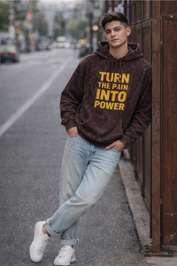 Zingleberry Turn the Pain Into Power Acid Wash Unisex Hoodie | Oversized Fit