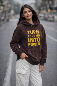 Zingleberry Turn the Pain Into Power Acid Wash Unisex Hoodie | Oversized Fit