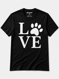 Zingleberry Premium Paw Print LOVE unisex T-Shirt – Cute Pet Lover Graphic T-shirts in Black