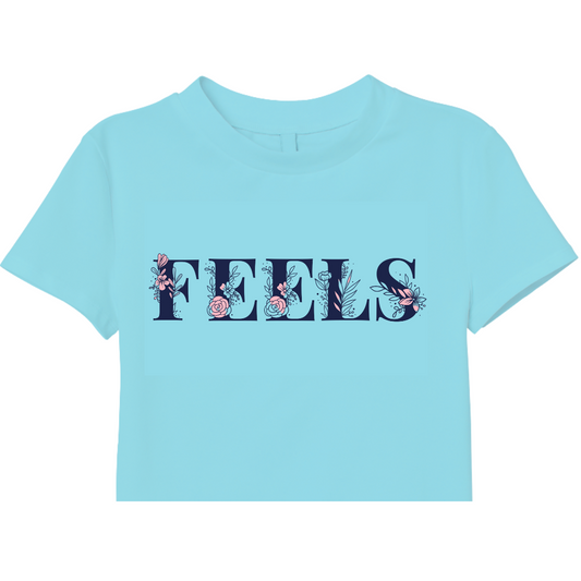 Zingleberry Exclusive Feels Printed Soft Sky Blue Crop Top for women