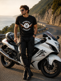 Zingleberry Premium Motorcycle Community Bikers Black T-Shirt For Men