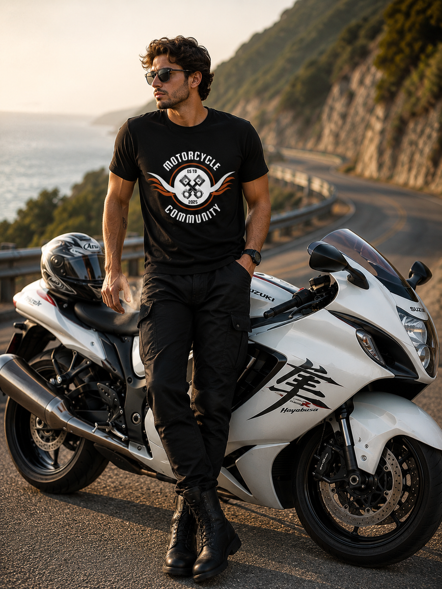 Zingleberry Premium Motorcycle Community Bikers Black T-Shirt For Men