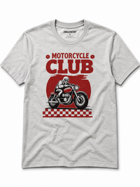 Zingleberry Premium Motor Club Bikers Cotton Grey Melange T-shirt For Men