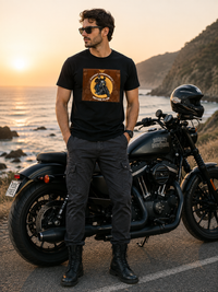 Zingleberry Premium Motor Club Biker Cotton Black Premium T-Shirt For Men