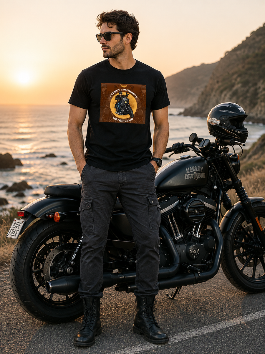 Zingleberry Premium Motor Club Biker Cotton Black Premium T-Shirt For Men