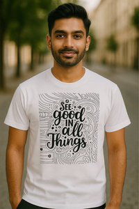 Positive Vibes See Good in All Things Graphic White T-Shirt
