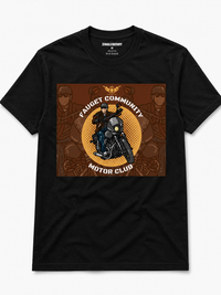 Zingleberry Premium Motor Club Biker Cotton Black Premium T-Shirt For Men
