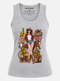 Zingleberry Cowgirl Energy Premium Women’s Cotton Tank Top