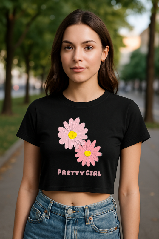 Zingleberry Exclusive Flower Printed Black Crop Top for women