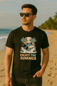 Zingle Berry Exclusive Enjoy The Summer Black T-Shirt For Men