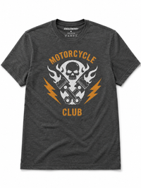 Zingleberry Premium Motocycle Club Dark Grey Melange Biker Cotton T-Shirt For Men