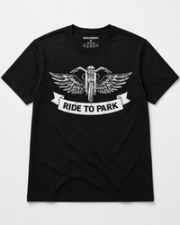 Zingleberry Premium Ride to Park Black Biker Cotton Motorcycle Graphic T-Shirt For Men