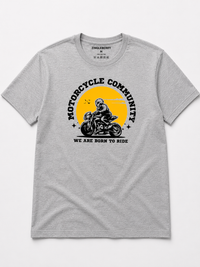 Zingleberry Premium Born To Ride Grey Melange Biker Cotton T-Shirt For Men
