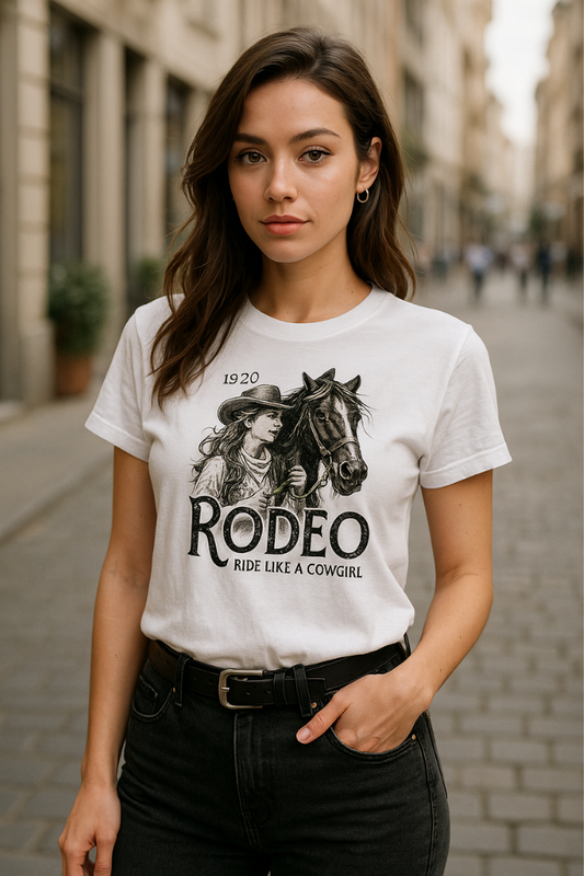 Zingleberry Retro Edition Tee for Women Riders – 1920 Female Rodeo