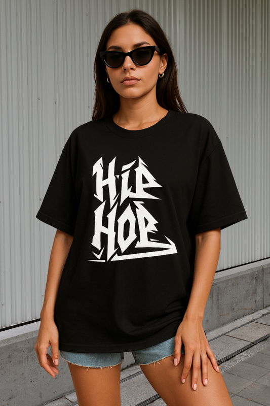 Zingleberry Hip Hop Oversized Black Tee – Graphic Print for Men & Women