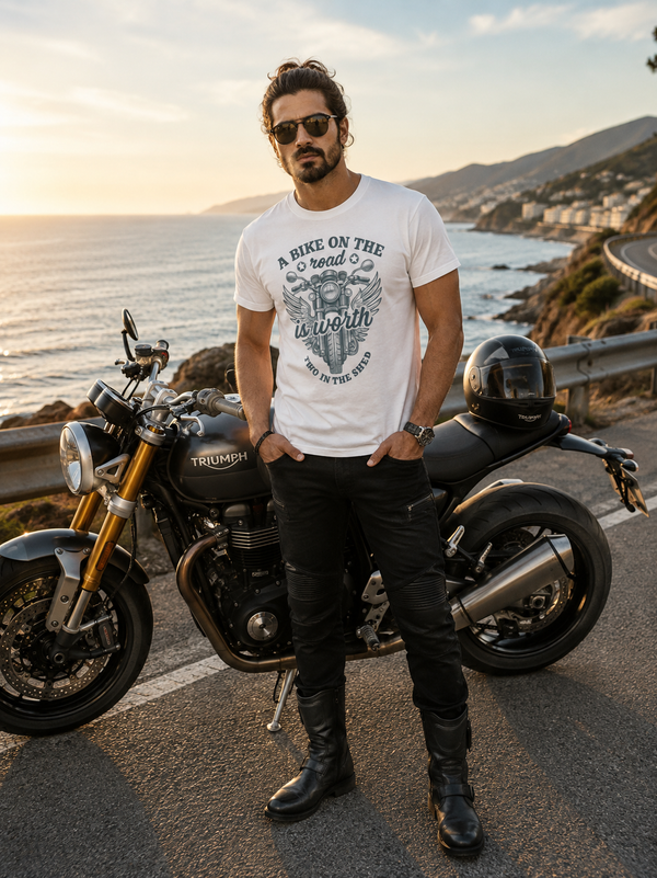 Zingleberry premium Biker Life Quote T-Shirt – Road Over Shed Motorcycle Graphic Shirt