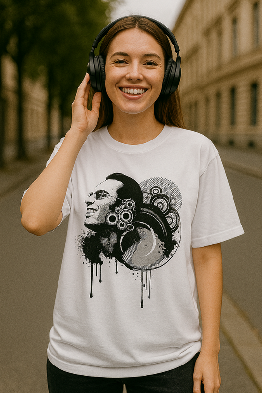 Zingleberry DJ Abstract Face Art T-Shirt – Oversized Comfort Meets Bold Street Style