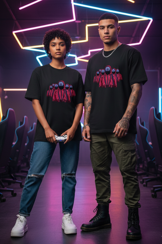 Zingleberry Premium Oversized Dark Mode Gamer Tee Squide Game themed