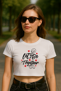 Zingleberry Exclusive Stronger Together Printed white Crop Top for women