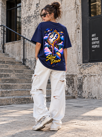 Zingleberry Slow Down Cosmic Clock Premium Unisex Oversized T-Shirt – Royal Blue