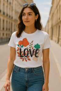 Zingleberry Exclusive Love Printed white T-shirt for women