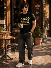 Zingleberry Premium Good Vibes Graphic Black T-Shirts – Bold Colourful Print