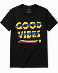 Zingleberry Premium Good Vibes Graphic Black T-Shirts – Bold Colourful Print