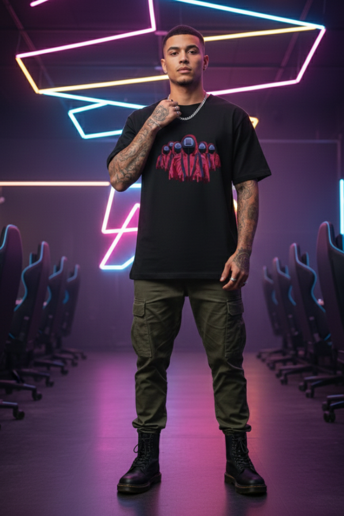 Zingleberry Premium Oversized Dark Mode Gamer Tee Squide Game themed