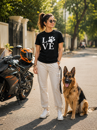 Zingleberry Premium Paw Print LOVE unisex T-Shirt – Cute Pet Lover Graphic T-shirts in Black