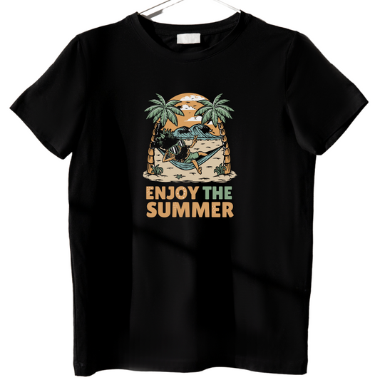 Zingle Berry Exclusive Enjoy The Summer Black T-Shirt For Men