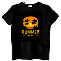 Zingle Berry Exclusive Summer Sunset Black T-Shirt For Men