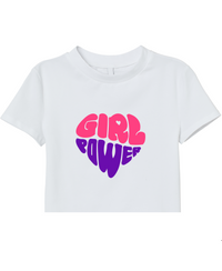 Zingleberry Exclusive Girl Power Printed white Crop Top for women