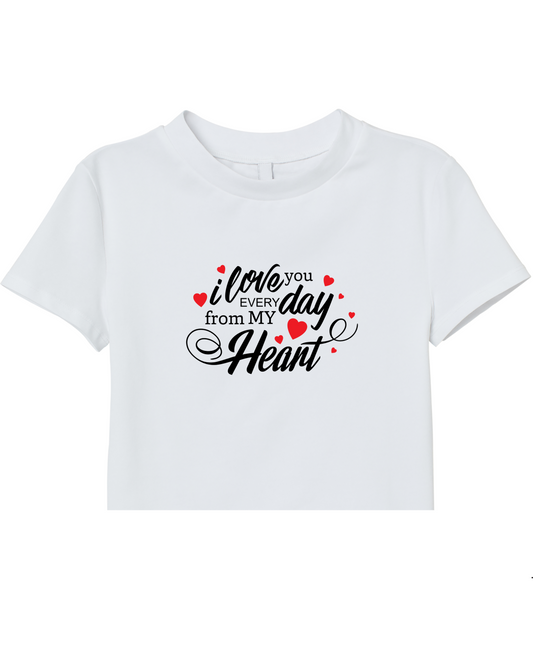 Zingleberry Exclusive I Love You Printed white Crop Top for women