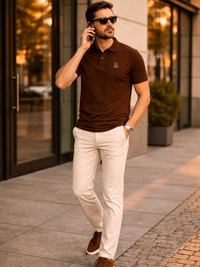 Zingleberry Men’s Premium Cotton Polo T-Shirt – Coffee Brown | Minimalist Look, Maximum Comfort