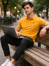 Zingleberry Men’s Premium Cotton Polo T-Shirt – Mustard Yellow | Trendy Colour, Tailored Design