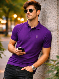 Zingleberry Men’s Premium Cotton Polo T-Shirt – Purple | Statement Shade, Everyday Comfort