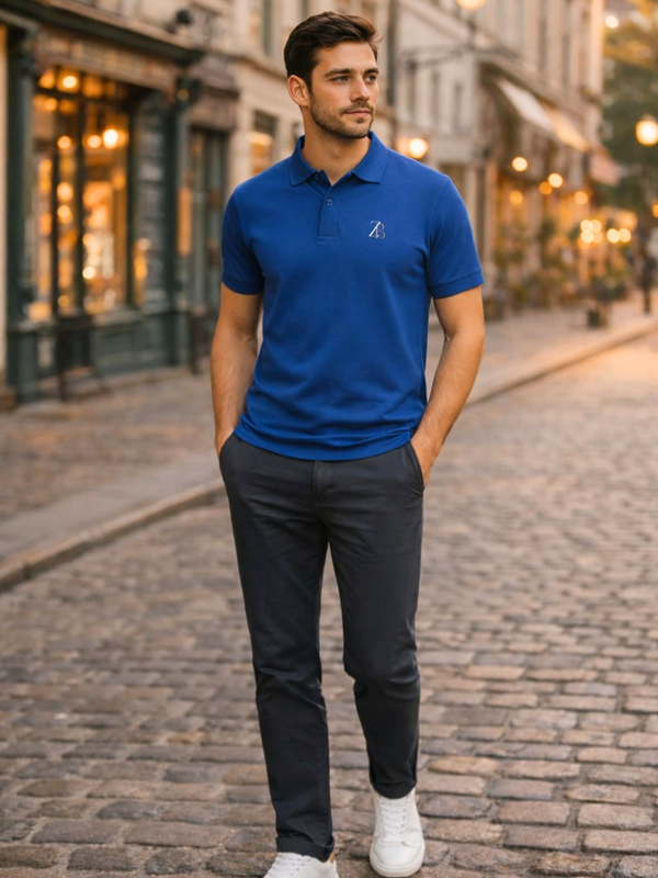 Zingleberry Men’s Premium Cotton Polo T-Shirt – Royal Blue | Fresh Tone, Easy Fit