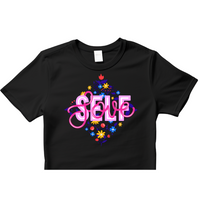 Zingleberry Exclusive Self Love Printed Black Crop Top for women