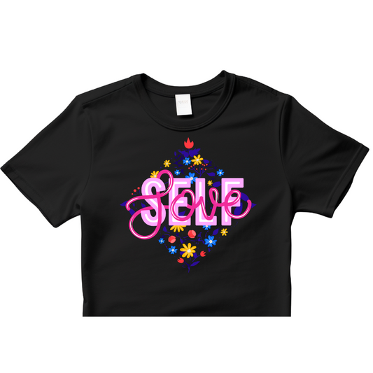 Zingleberry Exclusive Self Love Printed Black Crop Top for women