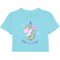 Zingleberry Exclusive Unicorn Printed Soft Sky Blue Crop Top for women
