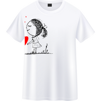 Minimalist Love Sketch White Cotton T-Shirt – Romantic Art Tee for Couples