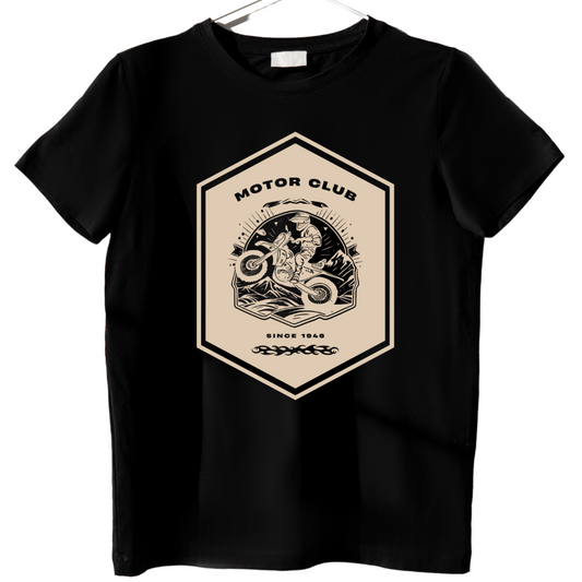 Motor Club 1948 Black Biker Premium Cotton T-Shirt For Men