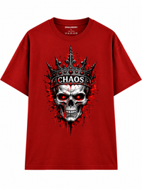 Zingleberry Crowned Chaos red unisex oversized T-shirt with crowned skull Gothic graphic